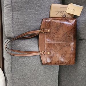 Patricia Nash Signature Map Collection Leather Shoulder Bag